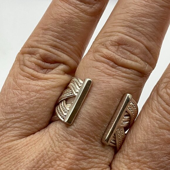 Sterling Silver Braided Open Back Wide Statement Band Ring Size 7 - Picture 5 of 5